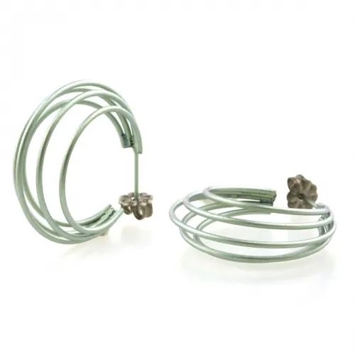 Large Wire Cage Light Green Hoop Earrings